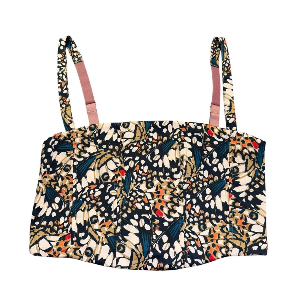 Wildfang Empower 6-Way Corset Top Women's Small Butterfly Print NWT